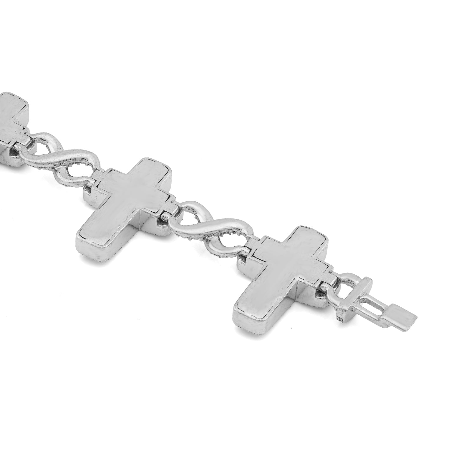 925 SS 2.55CT Natural Diamond Illusion Cross Infinity Tennis Men Bracelet 8.5"