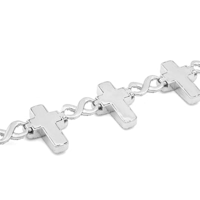925 SS 2.55CT Natural Diamond Illusion Cross Infinity Tennis Men Bracelet 8.5"