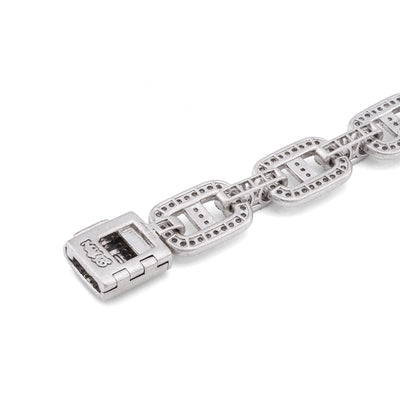 925 SS 2.60CT Natural Diamond Illusion Chain Link Men Bracelet 8.5"