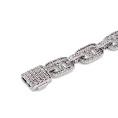 925 SS 2.60CT Natural Diamond Illusion Chain Link Men Bracelet 8.5"