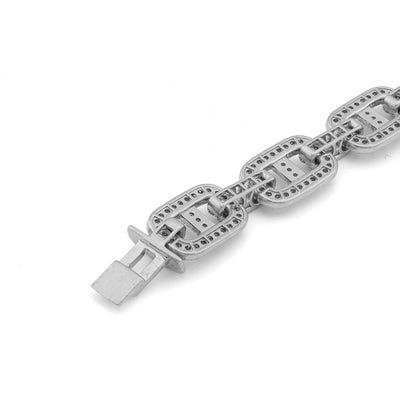 925 SS 2.60CT Natural Diamond Illusion Chain Link Men Bracelet 8.5"