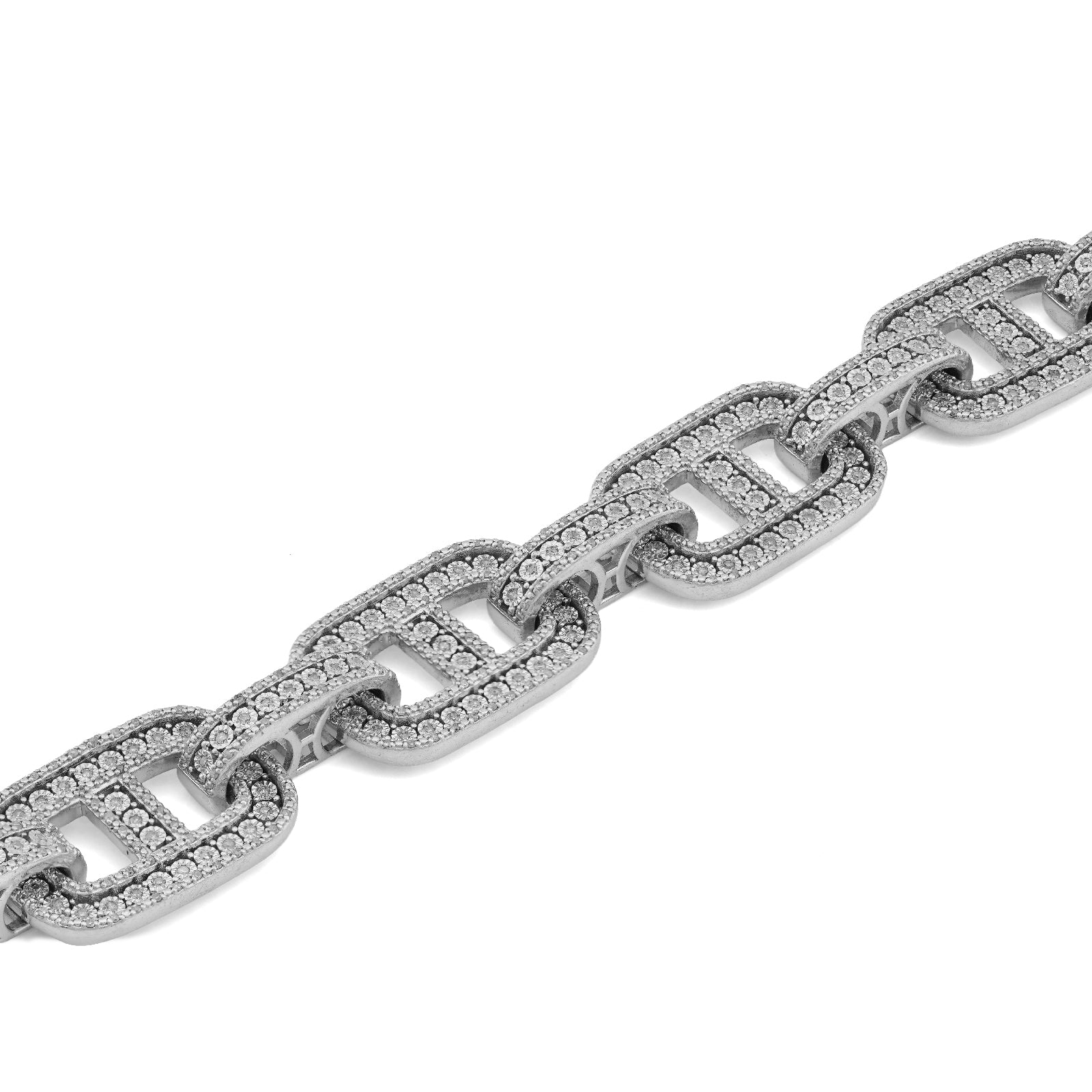 925 SS 2.60CT Natural Diamond Illusion Chain Link Men Bracelet 8.5"
