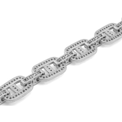 925 SS 2.60CT Natural Diamond Illusion Chain Link Men Bracelet 8.5"