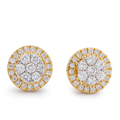 10K Yellow Gold 1.05CT Halo Flower Cluster Lab Diamond Men Women Ring