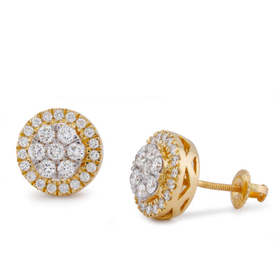 10K Yellow Gold 1.05CT Halo Flower Cluster Lab Diamond Men Women Ring