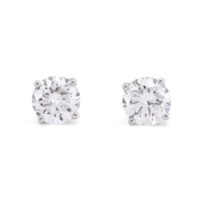 14K White Gold 2.55CT Round Solitaire Lab Diamond Men Women Earrings