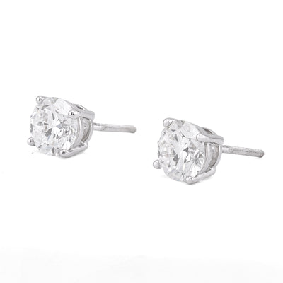 14K White Gold 2.55CT Round Solitaire Lab Diamond Men Women Earrings