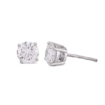 14K White Gold 2.55CT Round Solitaire Lab Diamond Men Women Earrings