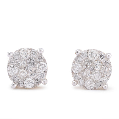10K Yelow Gold 1.52CT Natural Diamond 4-Diamond Centre Halo Natural Diamond Men Women Earrings