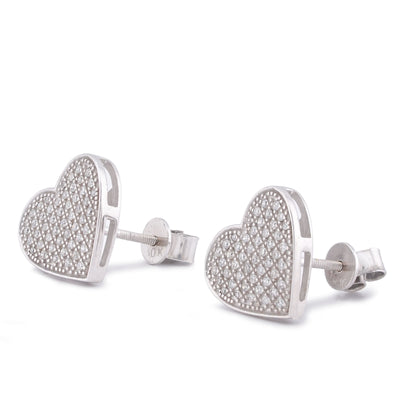 10K White Gold 0.3CT Natural Diamond Heart Shape Women Earrings