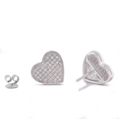 10K White Gold 0.3CT Natural Diamond Heart Shape Women Earrings