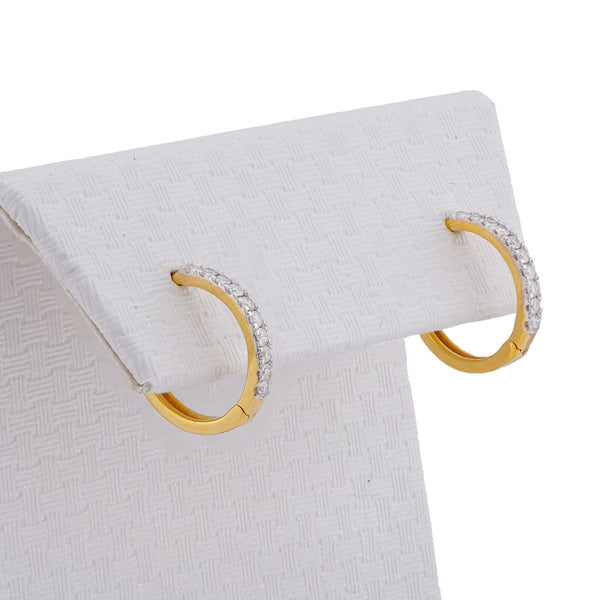 10K Yellow Gold 0.12CT Round Natural Diamond Men Women Hoops