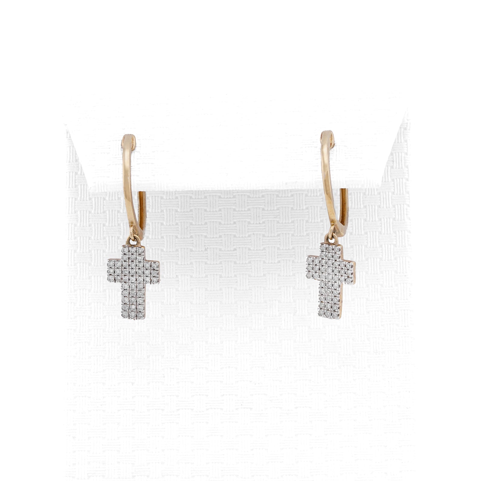 10K Yellow Gold 0.25CT Cross Hoop Natural Diamond Men Women Hoops