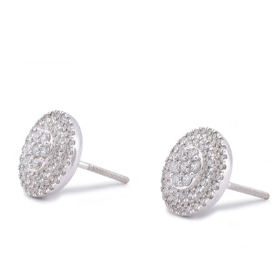 10K White Gold White Gold 1.09CT 3 Halo Flower Cluster Natural Diamond Men Women Earrings