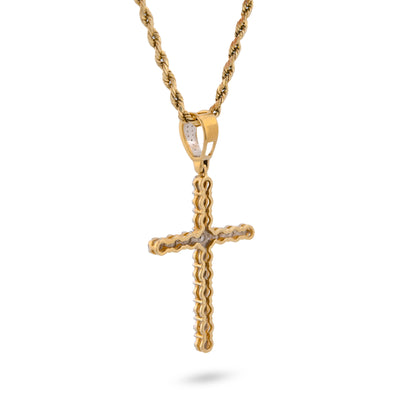 10K Yellow Gold 0.50CT Natural Diamond Prong Set Cross Pendant Men Women Charm