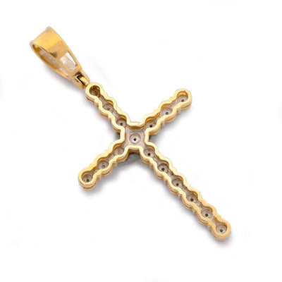 10K Yellow Gold 0.50CT Natural Diamond Prong Set Cross Pendant Men Women Charm