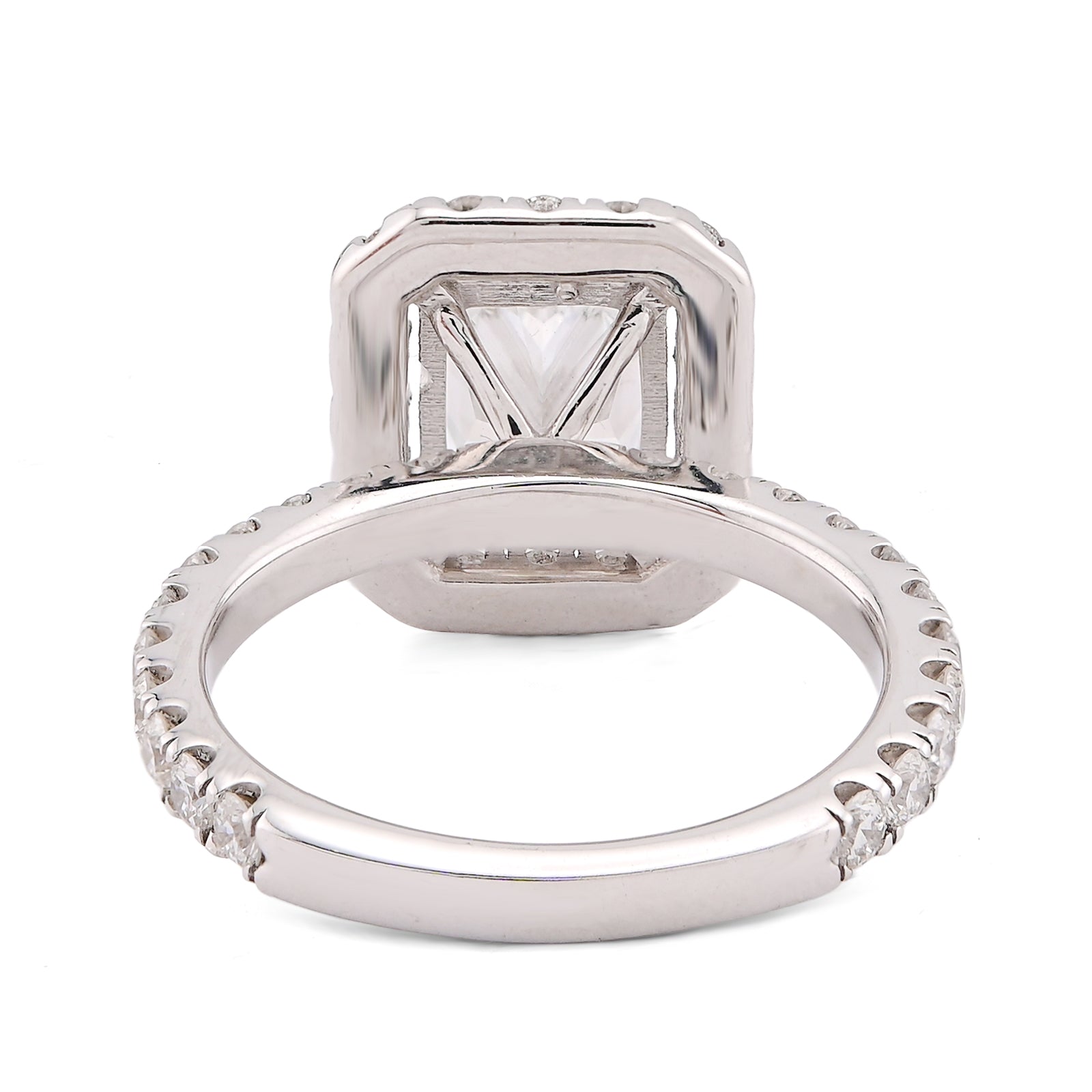 14K White Gold 2.1CT Centre Cushion Solitaire Halo Round Lab Diamond Women Ring