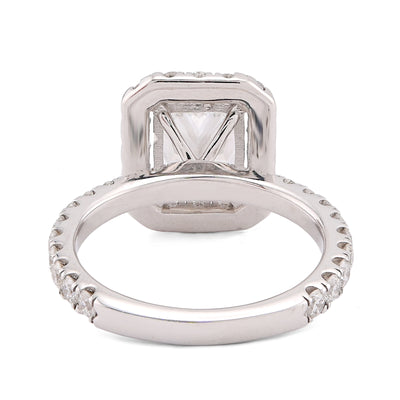 14K White Gold 2.1CT Centre Cushion Solitaire Halo Round Lab Diamond Women Ring