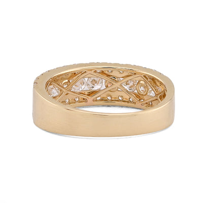 10K Yellow Gold 3 Row 2.02CT Lab Diamond Men Band Ring