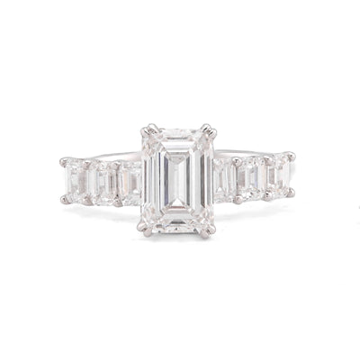 14K White Gold 3.62CT Princess Cut Centre Solitaire Lab Diamond Women Ring