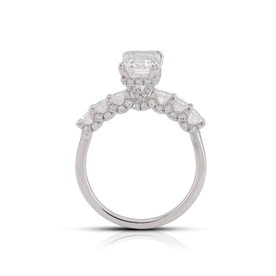 14K White Gold 3.62CT Princess Cut Centre Solitaire Lab Diamond Women Ring