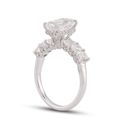 14K White Gold 3.62CT Princess Cut Centre Solitaire Lab Diamond Women Ring