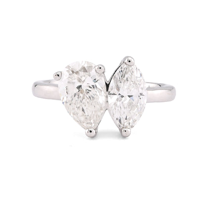 14K White Gold 2.50CT Pear/Marquise Solitaire Centre Lab Diamond Women Ring
