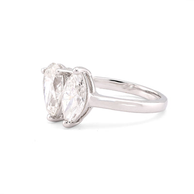 14K White Gold 2.50CT Pear/Marquise Solitaire Centre Lab Diamond Women Ring