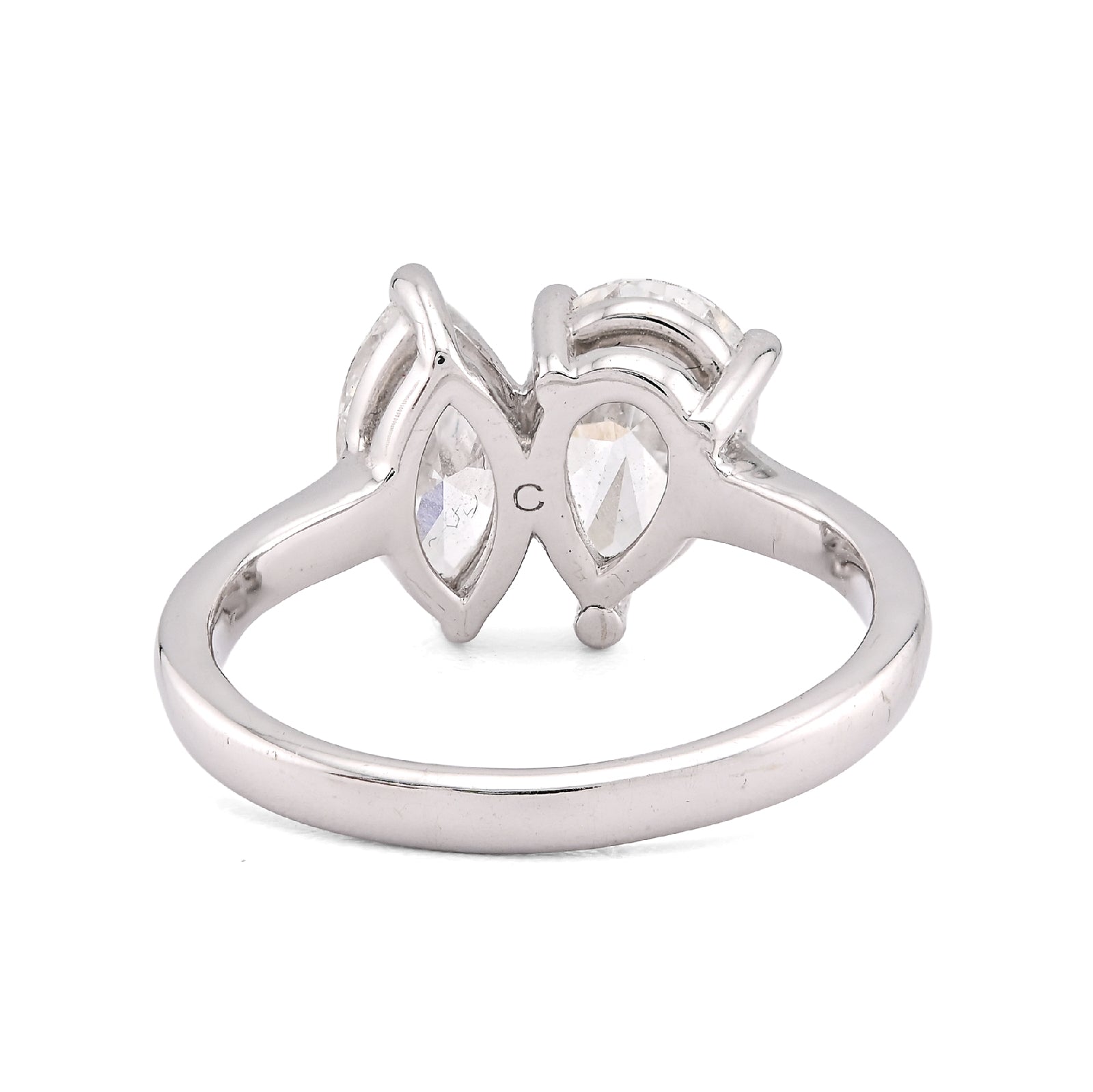 14K White Gold 2.50CT Pear/Marquise Solitaire Centre Lab Diamond Women Ring