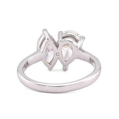 14K White Gold 2.50CT Pear/Marquise Solitaire Centre Lab Diamond Women Ring