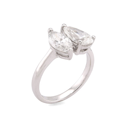 14K White Gold 2.50CT Pear/Marquise Solitaire Centre Lab Diamond Women Ring