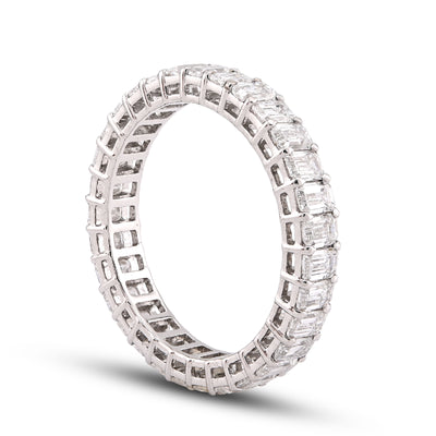 14K White Gold 2.5CT Emerald All Iced lab Diamond Women band