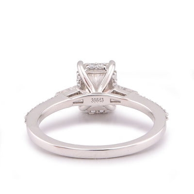 10K White Gold Centre Radiant Solitaire 1.53CT Lab Diamond Baguette/Round Women Ring