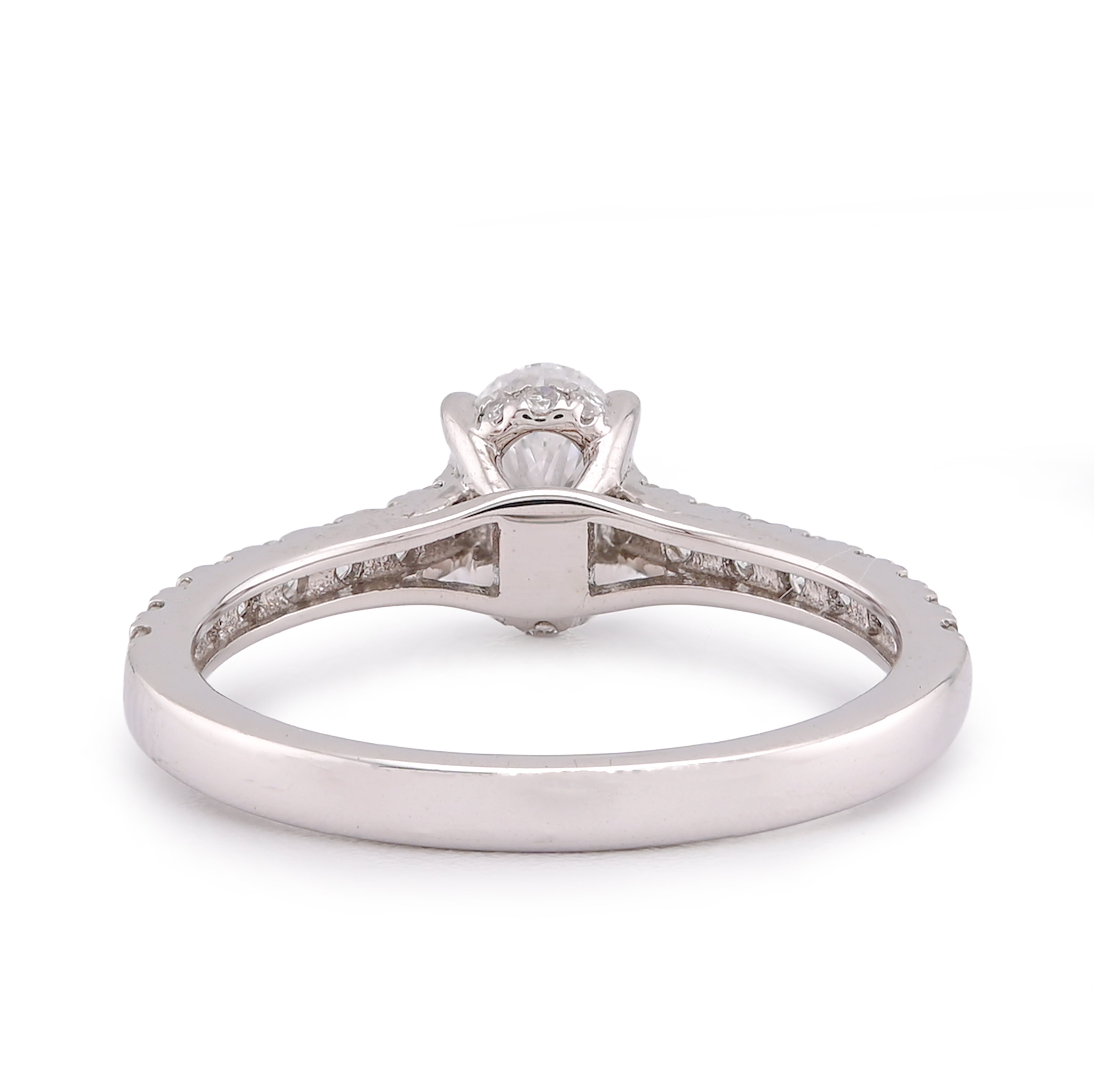 14K White Gold Oval Solitaire Centre 1.25CT Lab Diamond Women Ring