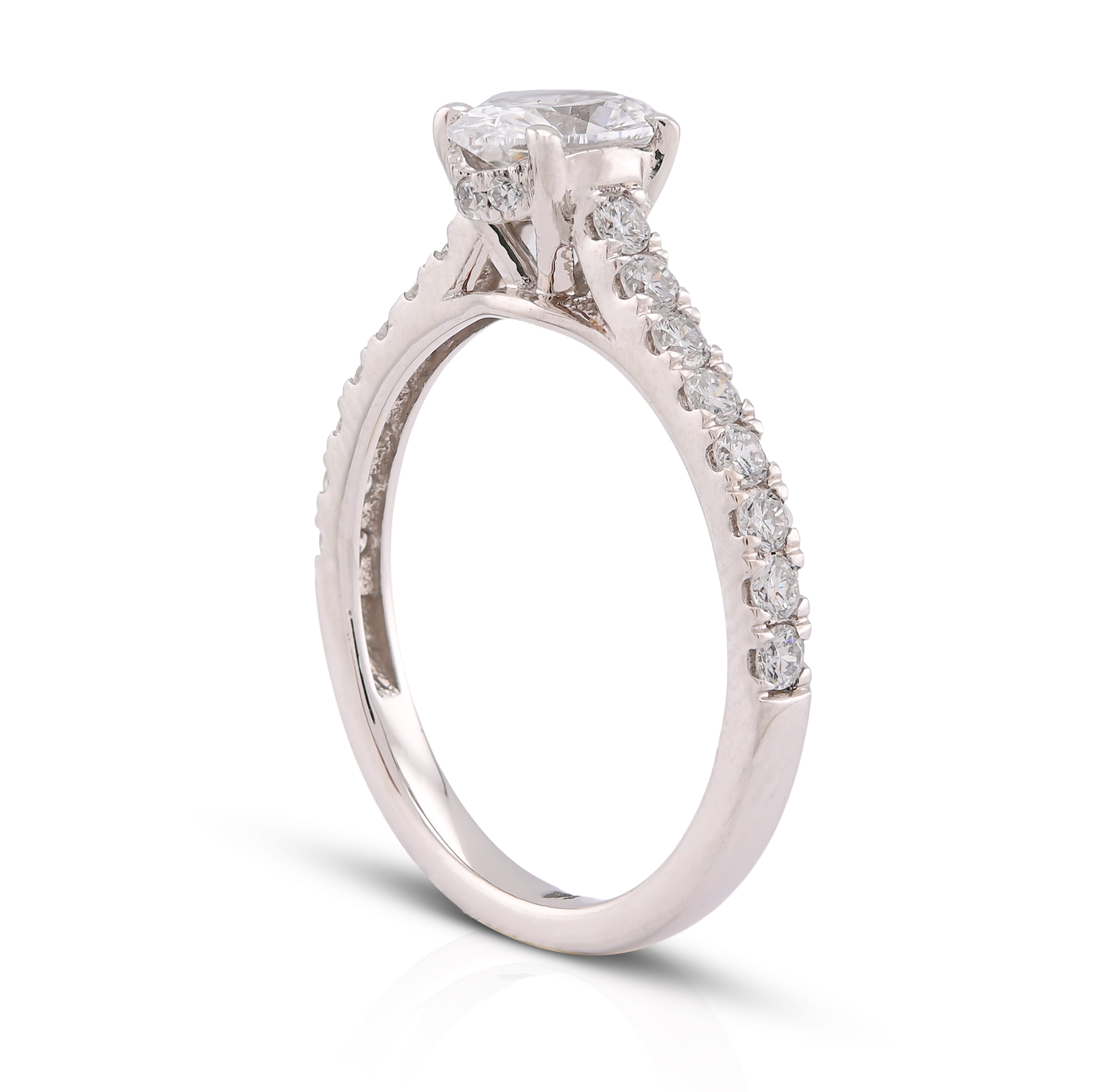 14K White Gold Oval Solitaire Centre 1.25CT Lab Diamond Women Ring