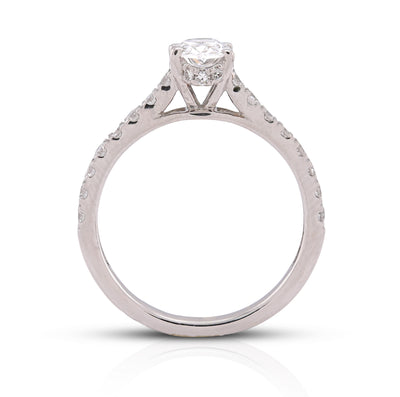 14K White Gold Oval Solitaire Centre 1.25CT Lab Diamond Women Ring