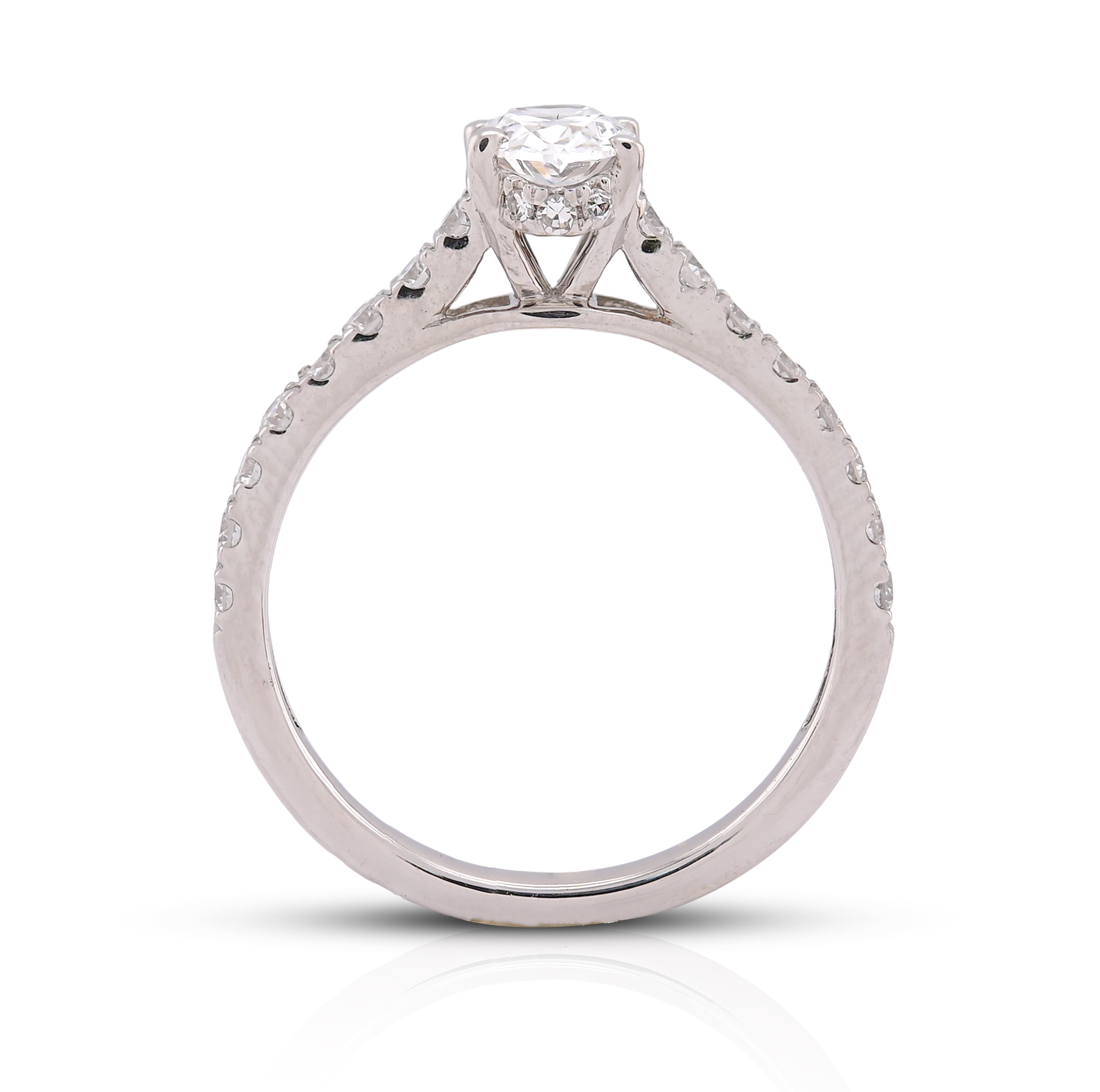 14K White Gold Oval Solitaire Centre 1.25CT Lab Diamond Women Ring