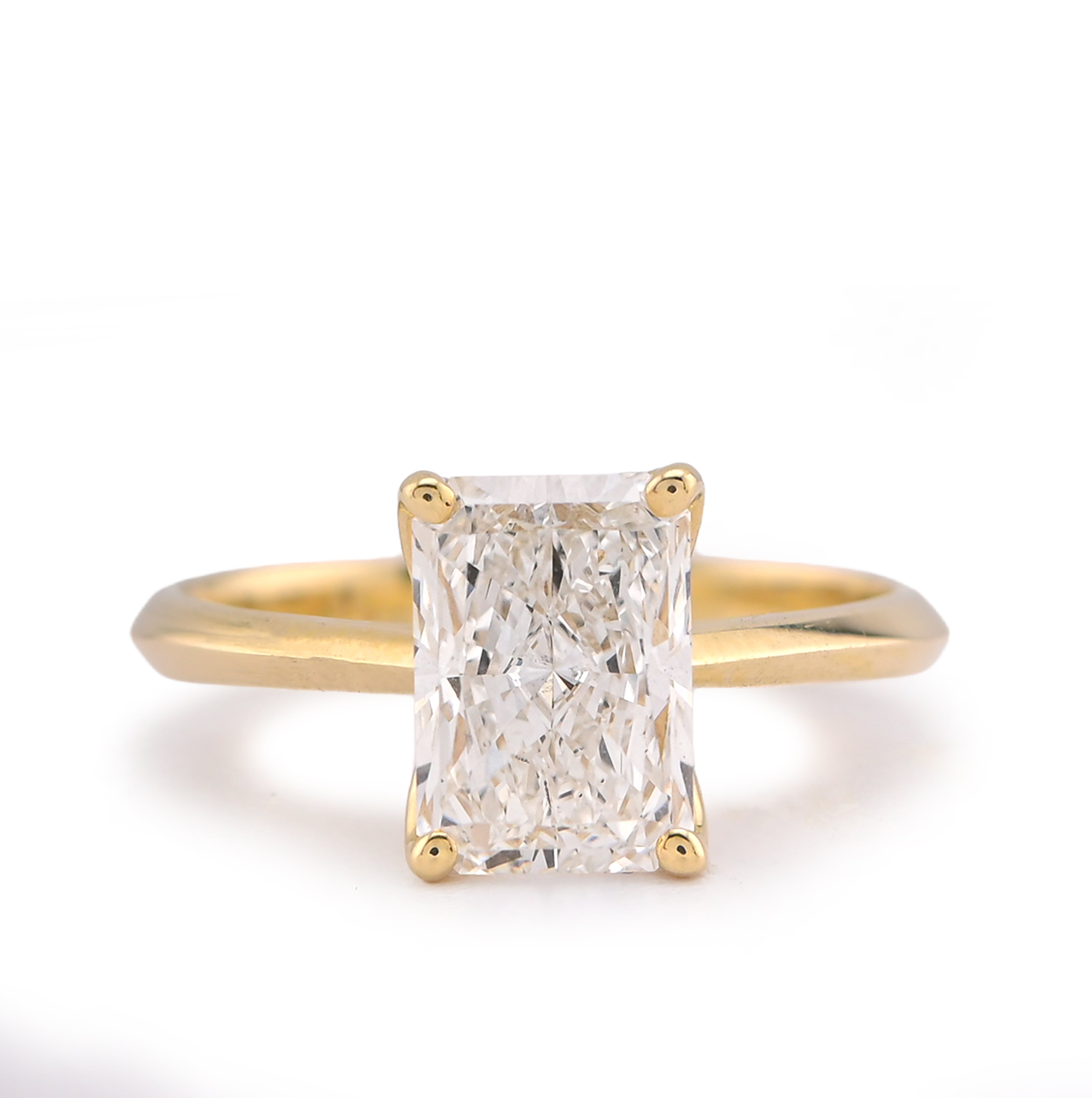 14K Yellow Gold 2CT Centre Radiant Solitaire Lab Diamond Women Ring