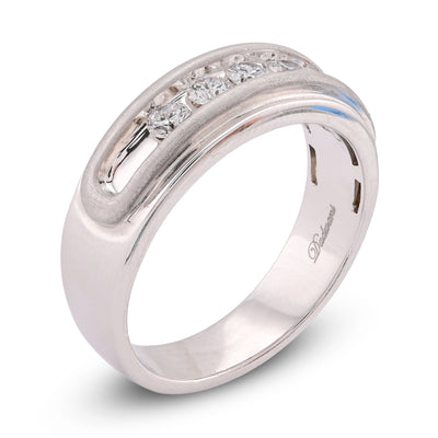 14K White Gold 5 Stone Centre Single Row 0.50CT Lab Diamond Men Band
