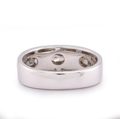 14K White Gold 5 Stone Centre Single Row 0.50CT Lab Diamond Men Band