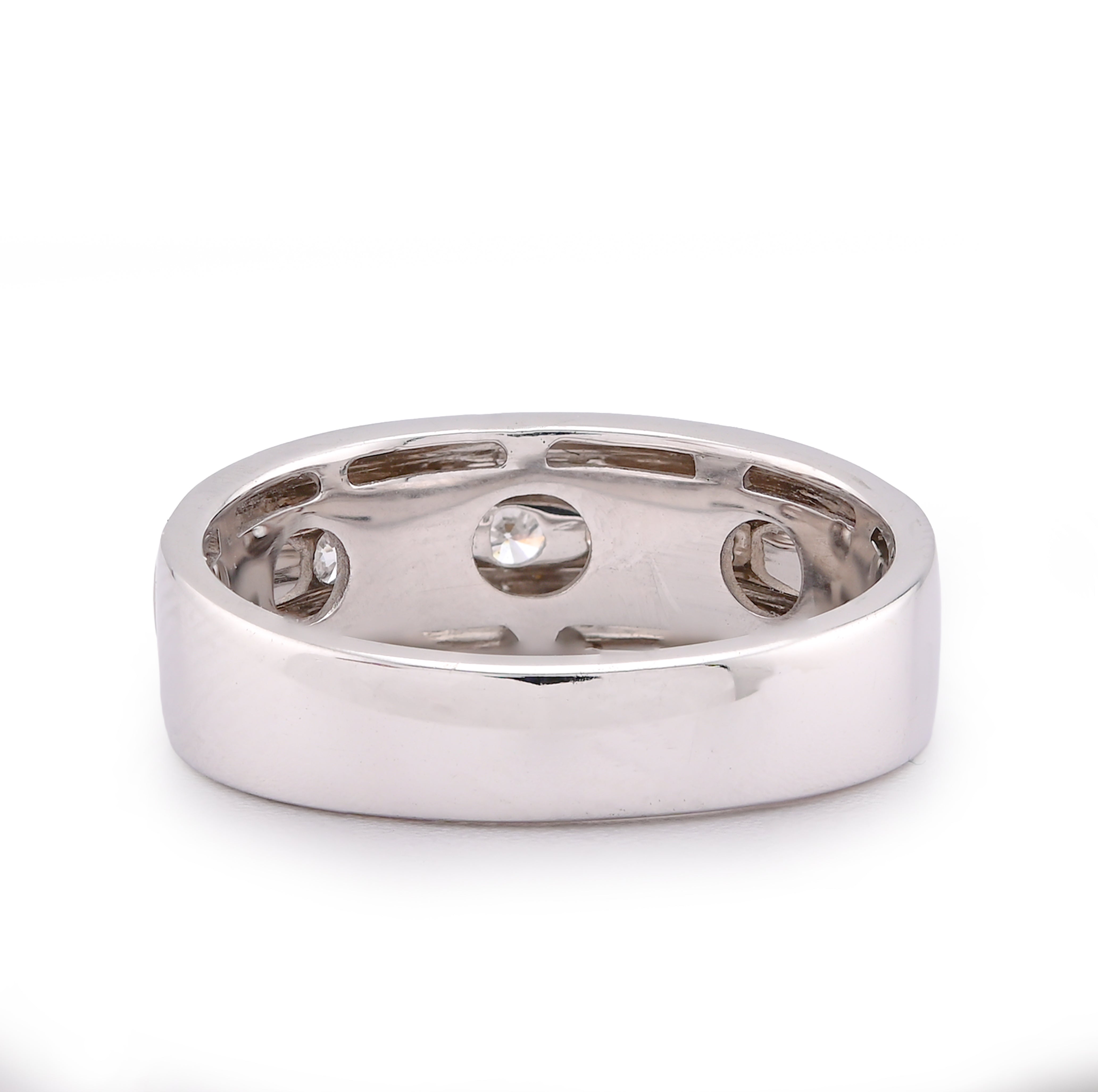 14K White Gold 5 Stone Centre Single Row 0.50CT Lab Diamond Men Band