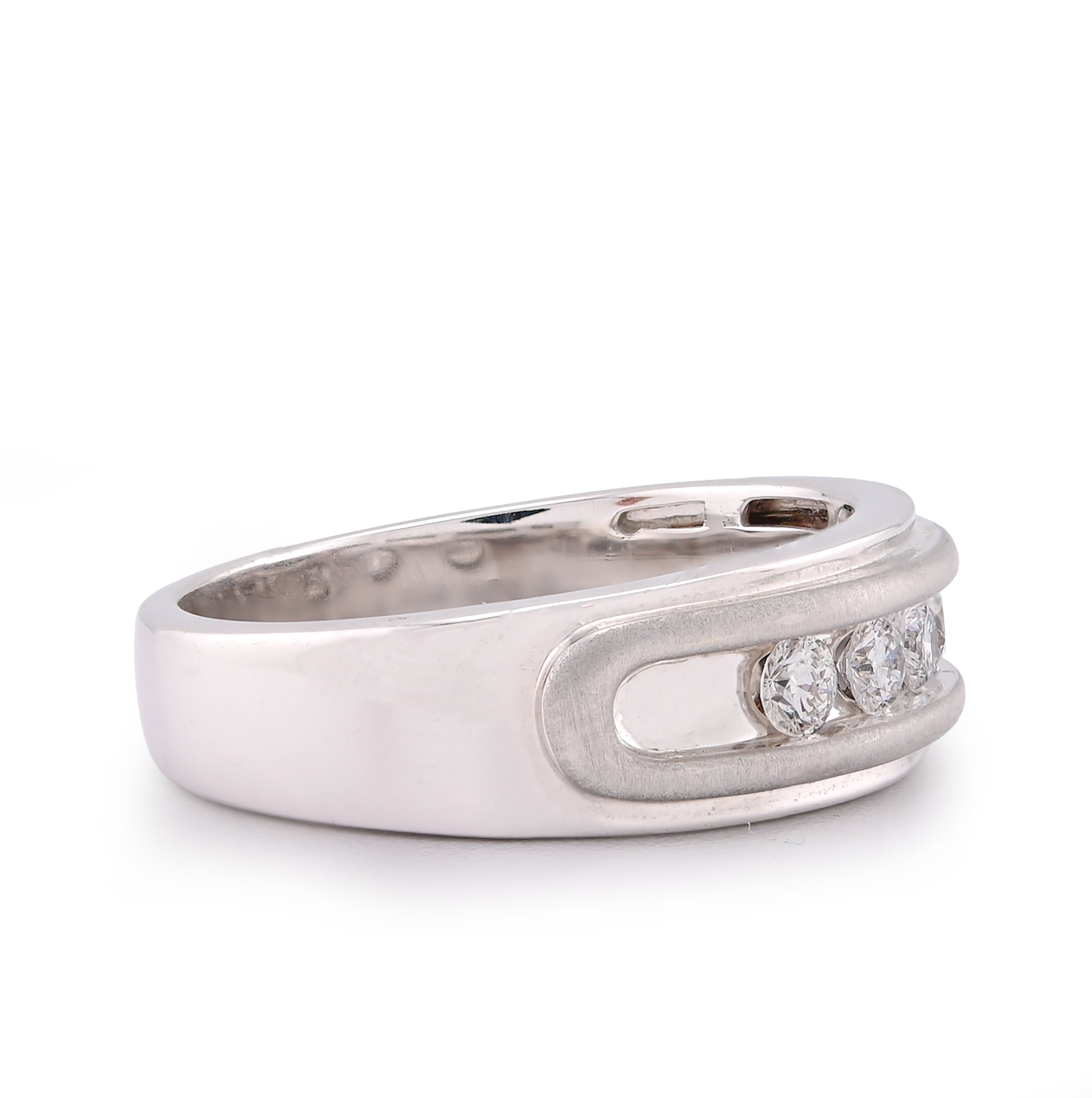 14K White Gold 5 Stone Centre Single Row 0.50CT Lab Diamond Men Band