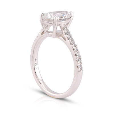 14K White Gold 2.25CT Pear/Tear Drop Solitaire Centre Women Lab Diamond Ring