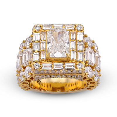 10K Yellow Gold 15CT Radiant Centre Radiant/Round Lab Diamond Men Pinky Ring