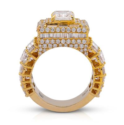 10K Yellow Gold 15CT Radiant Centre Radiant/Round Lab Diamond Men Pinky Ring
