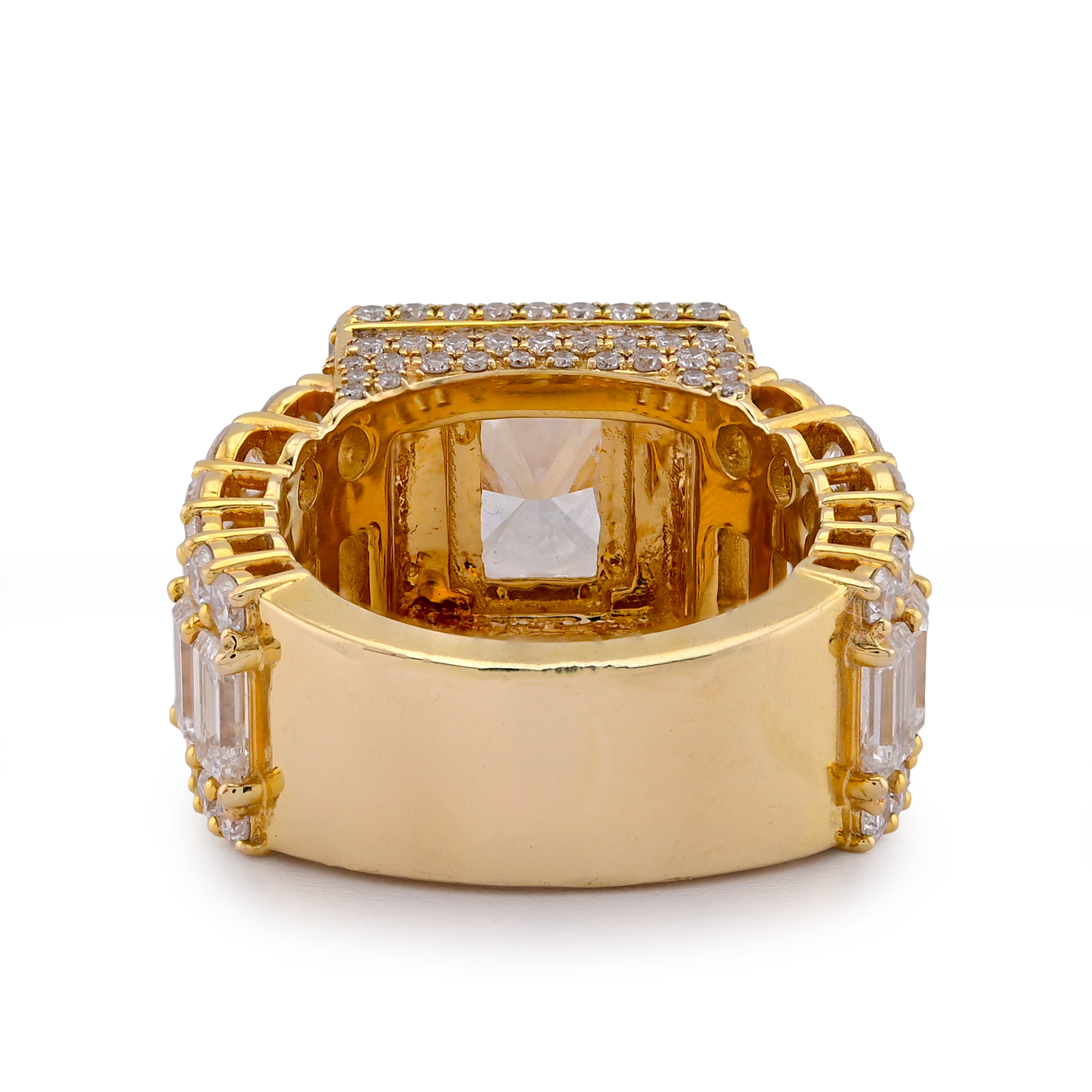 10K Yellow Gold 15CT Radiant Centre Radiant/Round Lab Diamond Men Pinky Ring
