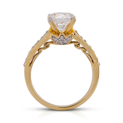 14K Yellow Gold 2.28CT Centre Round Solitaire Lab Diamond Women Ring