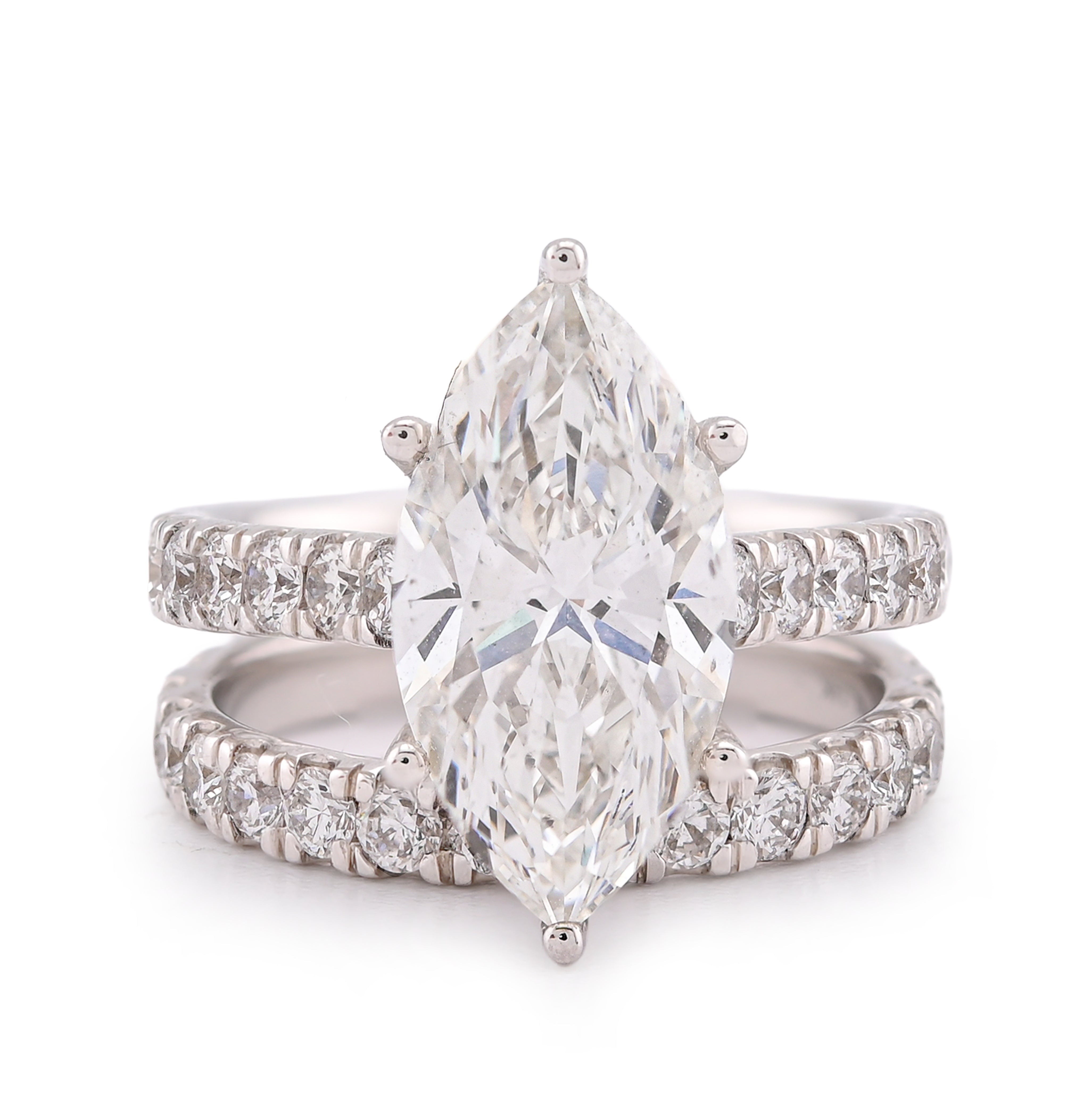 14K White Gold 6CT Centre Marquise Solitaire Lab Diamond Women Ring