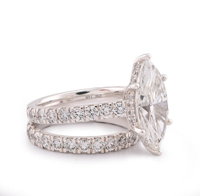 14K White Gold 6CT Centre Marquise Solitaire Lab Diamond Women Ring