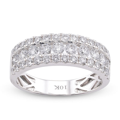 10K White Gold 2.02CT 3-Row Round Lab Diamond Men Band 
